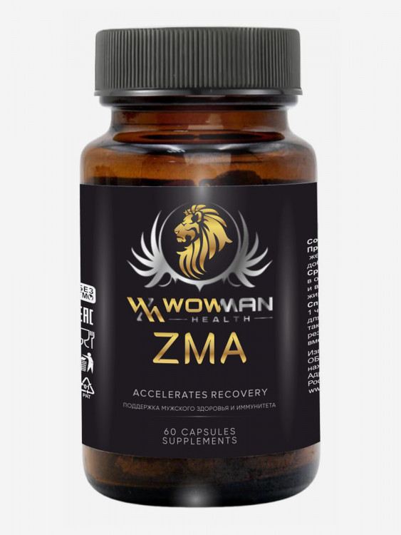 Цинк, магний, аспарагиновая кислота ЗМА WowMan WMZMA090, 60 капсул