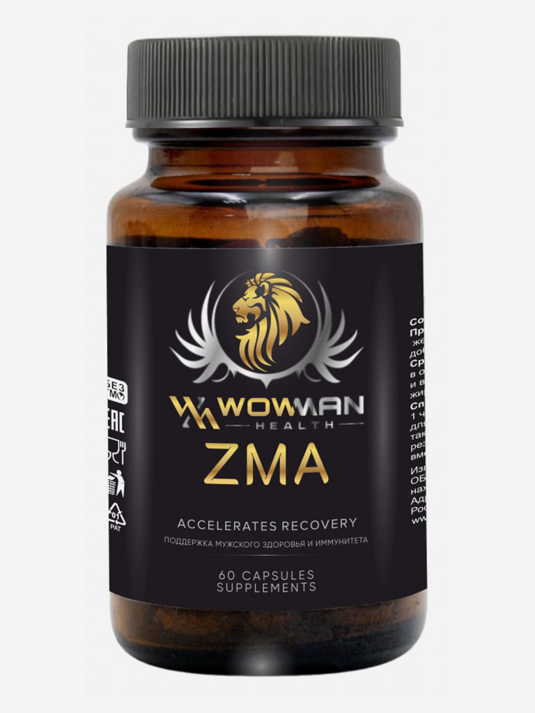 Цинк, магний, аспарагиновая кислота ЗМА WowMan WMZMA090, 60 капсул
