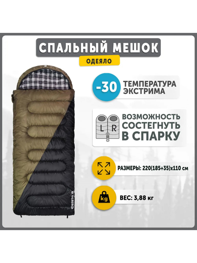 Спальный мешок KingCamp HUNTER -30°С, левый