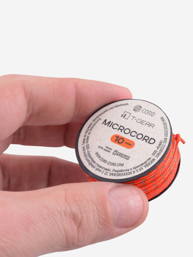 Микрокорд T-Gear x CORD nylon катушка 10м световозвращающий (Neon Orange)