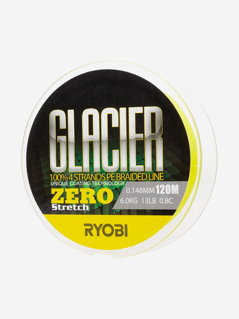 Шнур плетеный для рыбалки Ryobi GLACLER ZERO 120м, 0,148мм, 6кг, желтый