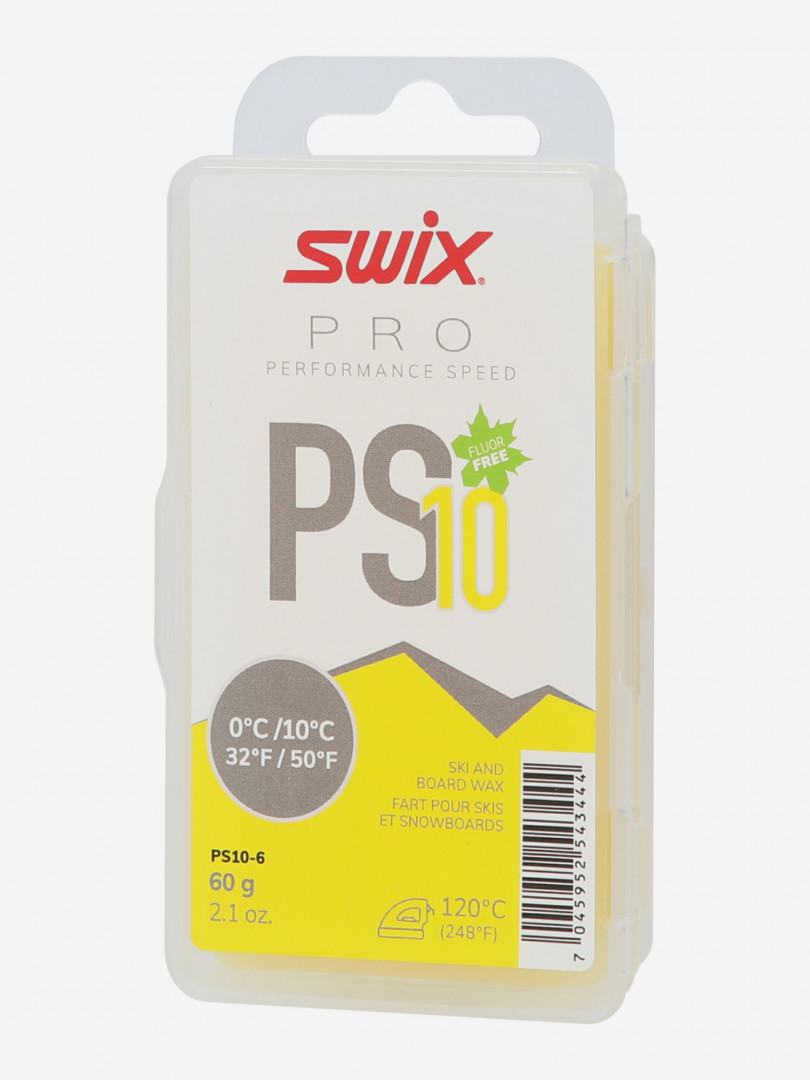 фото Мазь скольжения твердая swix ps10 yellow, 0°c/+10°c, 60 г, желтый