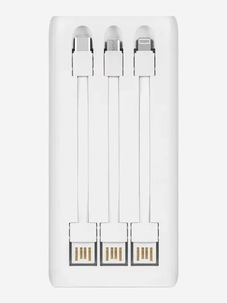 Внешний аккумулятор TTEC PowerSlim Trio LCD 10.000mAh PD 22,5W Powerbank с тройным кабелем USB-A -Lightning/USB-C/Micro USB. Цвет: белый