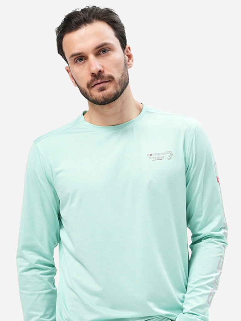 Лонгслив мужской Extreme Fishing PSS-G305 с защитой от солнца UPF50+ для рыбалки цвет Mint Green