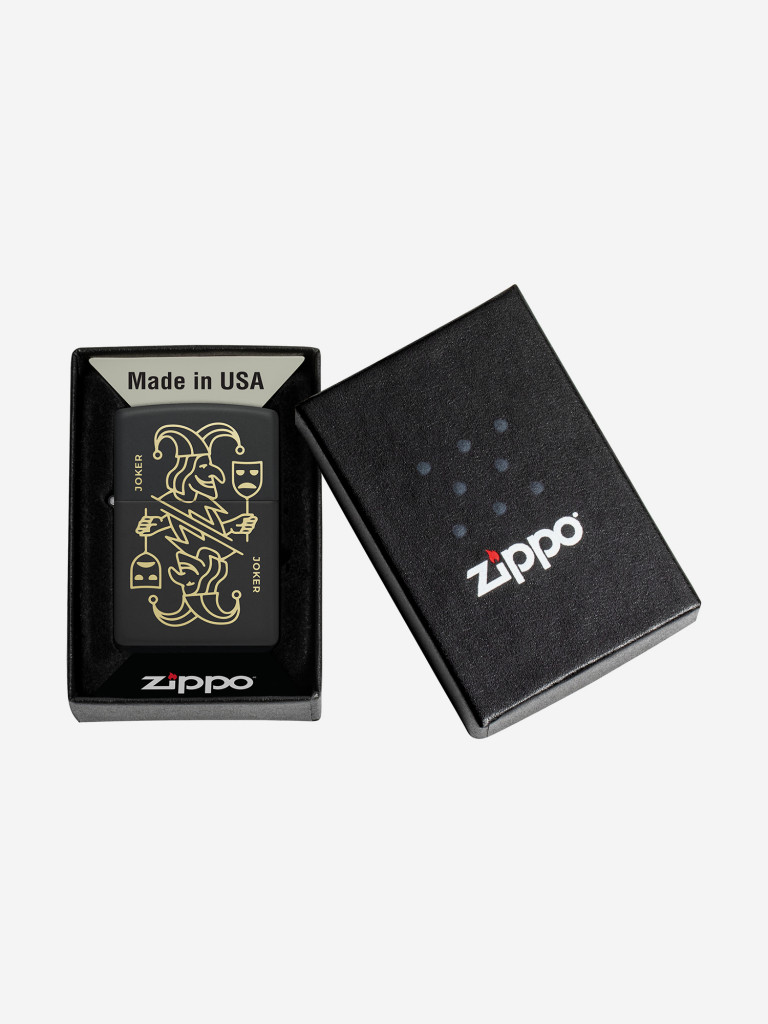 Зажигалка бензиновая ветроустойчивая Zippo Masked Joker Design Black Matte