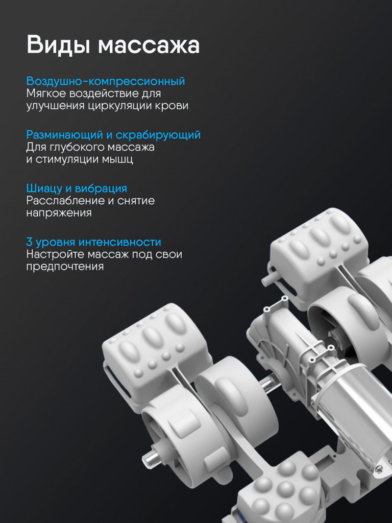 Массажер для ног Ergonova SuperGo электрический лимфодренажный с подогревом для икроножных мышц