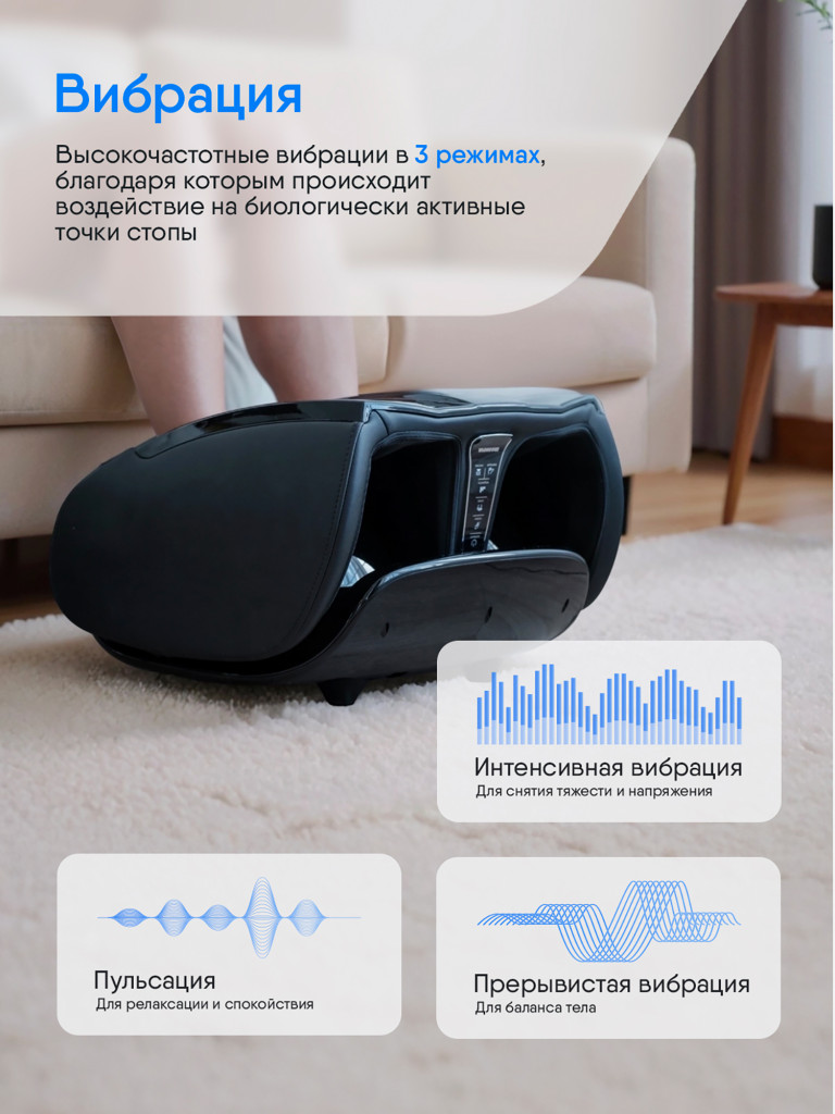 Массажер для ног Ergonova SuperGo электрический лимфодренажный с подогревом для икроножных мышц