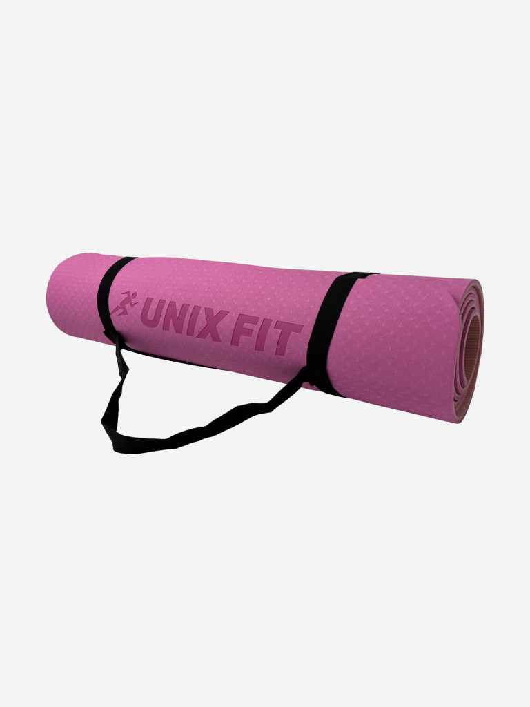 Коврик для йоги и фитнеса UNIX Fit двусторонний, 180 х 61 х 0,6 см, двуцветный, розовый