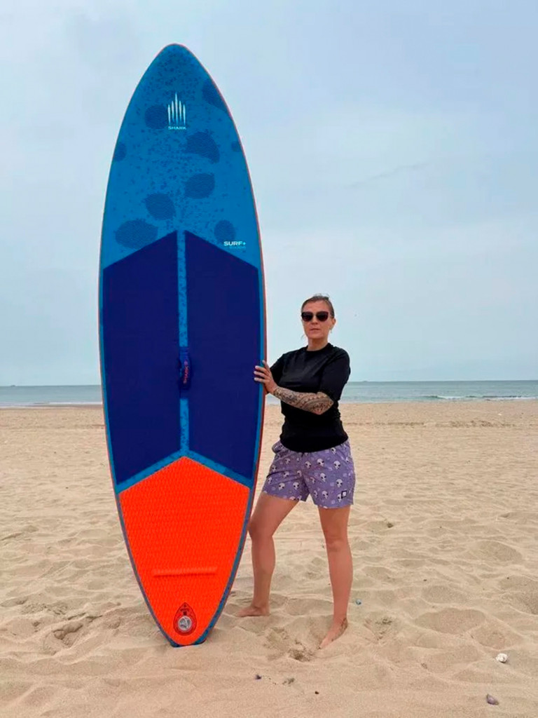 Сапборд надувной двухслойный Shark Surf+ 9.2x32x5, 280x81x12 см