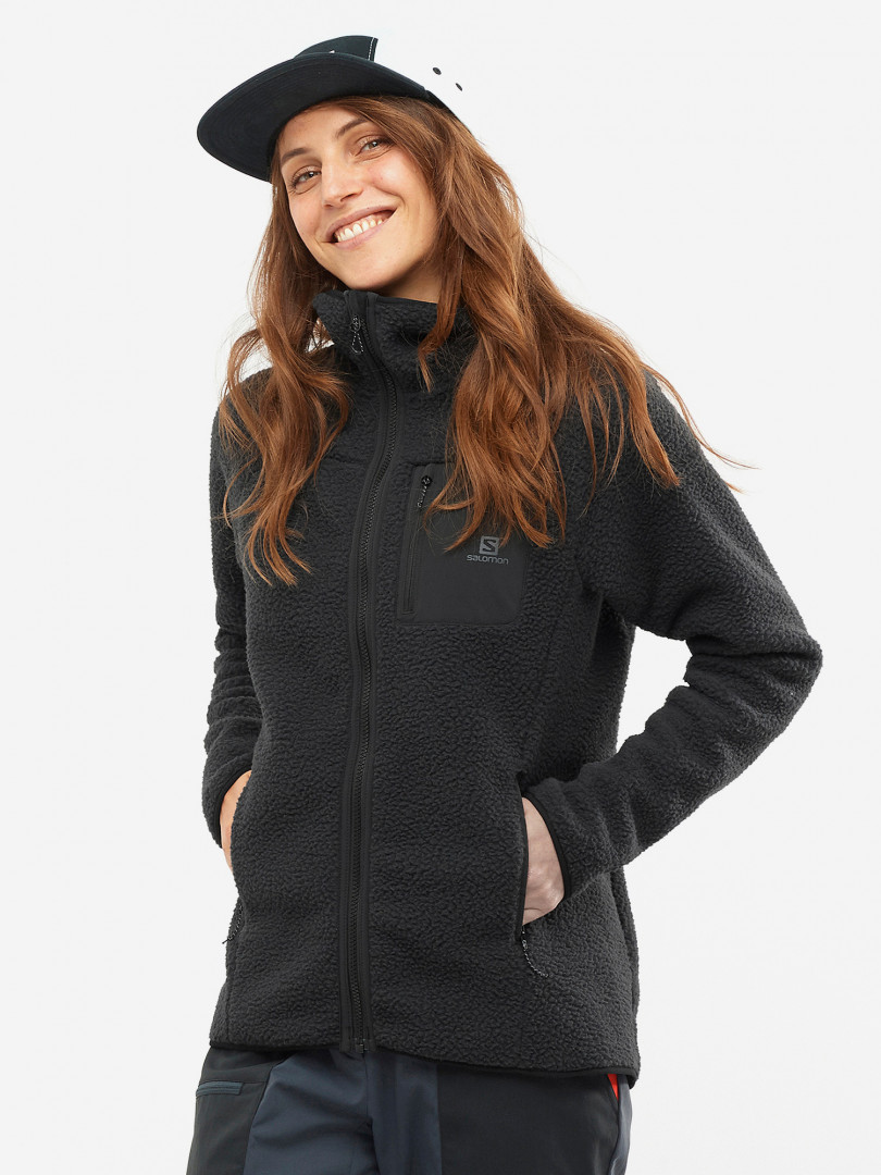 фото Джемпер флисовый женский salomon outline warm teddy, черный