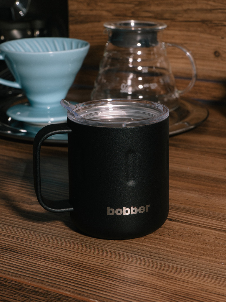Вакуумная стальная термокружка с крышкой Bobber Mug 300 мл черный тепло до 2 часов