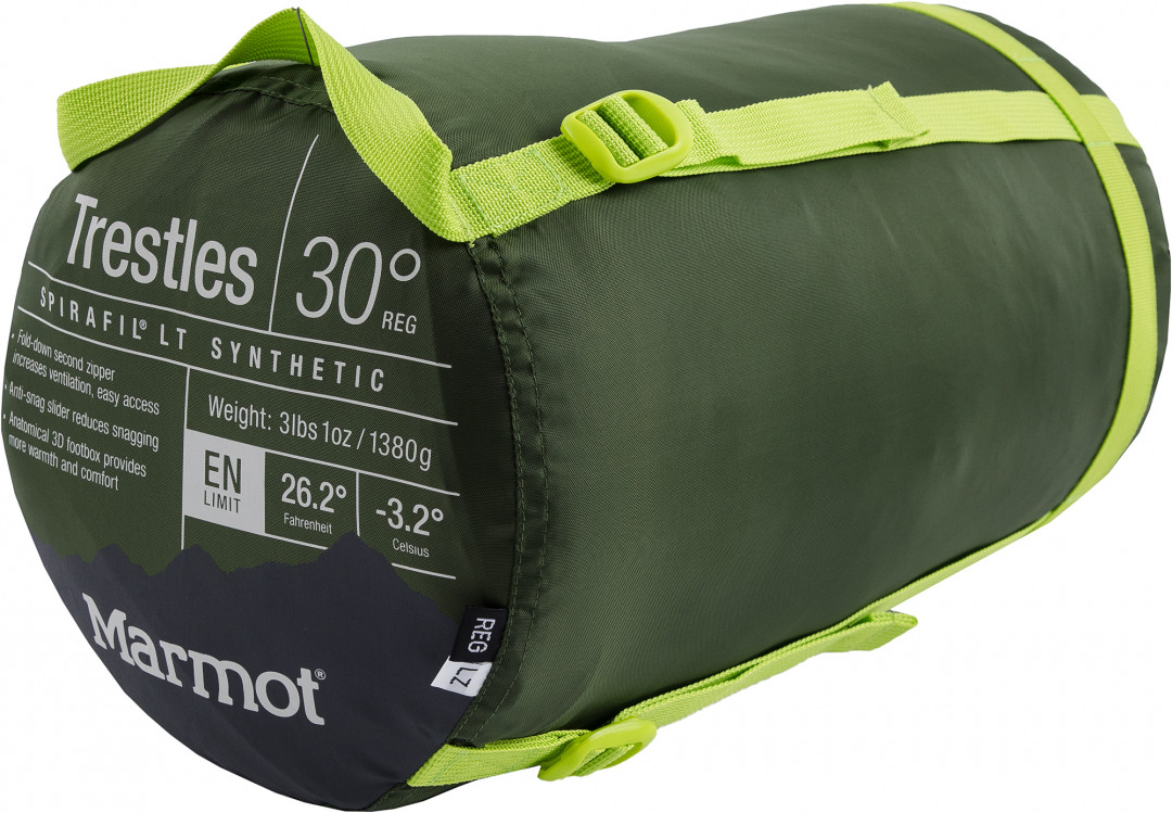 Спальный мешок Marmot Trestles 30 -3 правосторонний, Зеленый