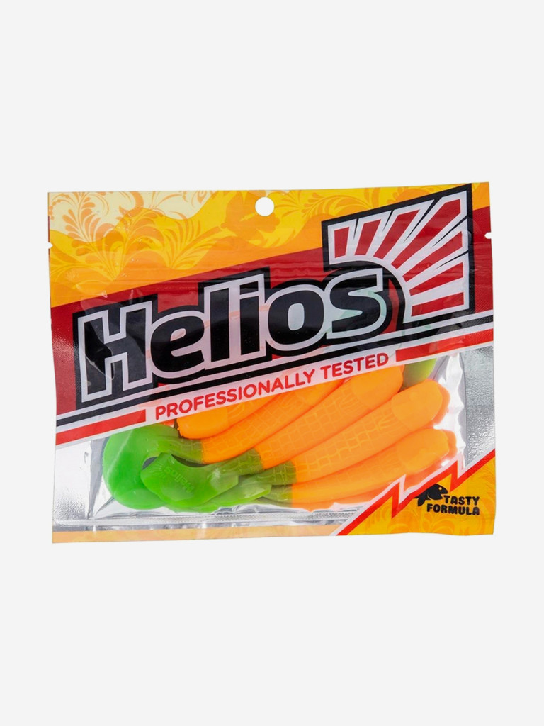 Мягкая приманка Helios Long Hybrid, 3,55" / 9,0 см, Orange & Green, 7 штук (HS-15-025)