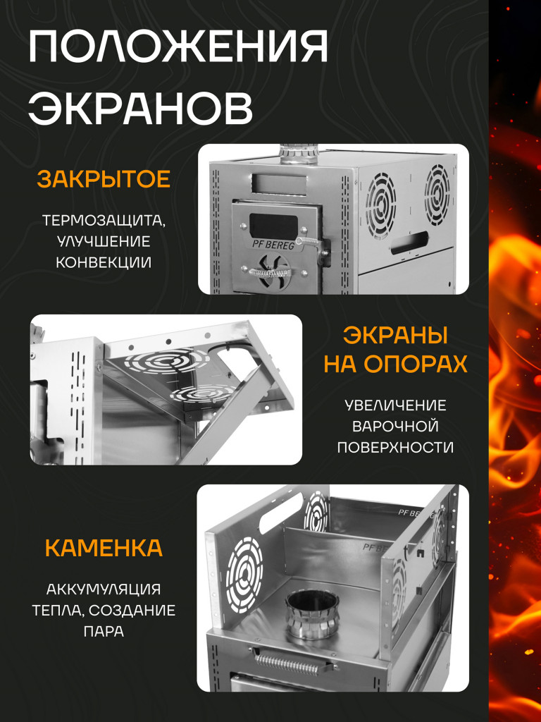 Печь для зимней палатки ATOMSTOVE Большая Берег, туристическая, походная