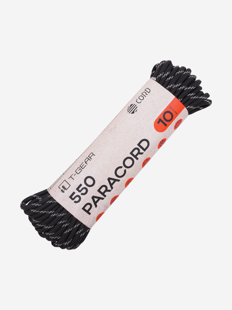 Паракорд 550 T-Gear x CORD nylon 10м световозвращающий (Black)