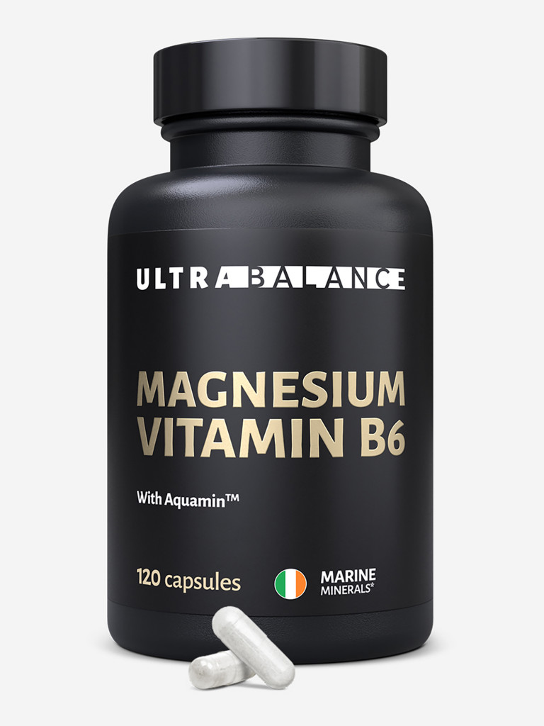 Морской магний UltraBalance с витамином B6 и комплексом Aquamin, 120 капсул