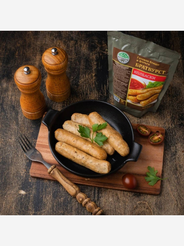 Готовое блюдо Колбаски Братвурст 250 г. (Кронидов) 4шт*250гр, 1кг