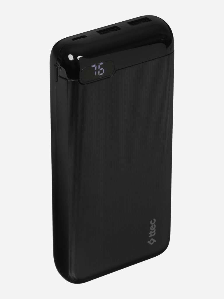 Внешний аккумулятор TTEC PowerSlim LCD 20000 mAh Powerbank With USB-C Input/Output. Цвет: черный