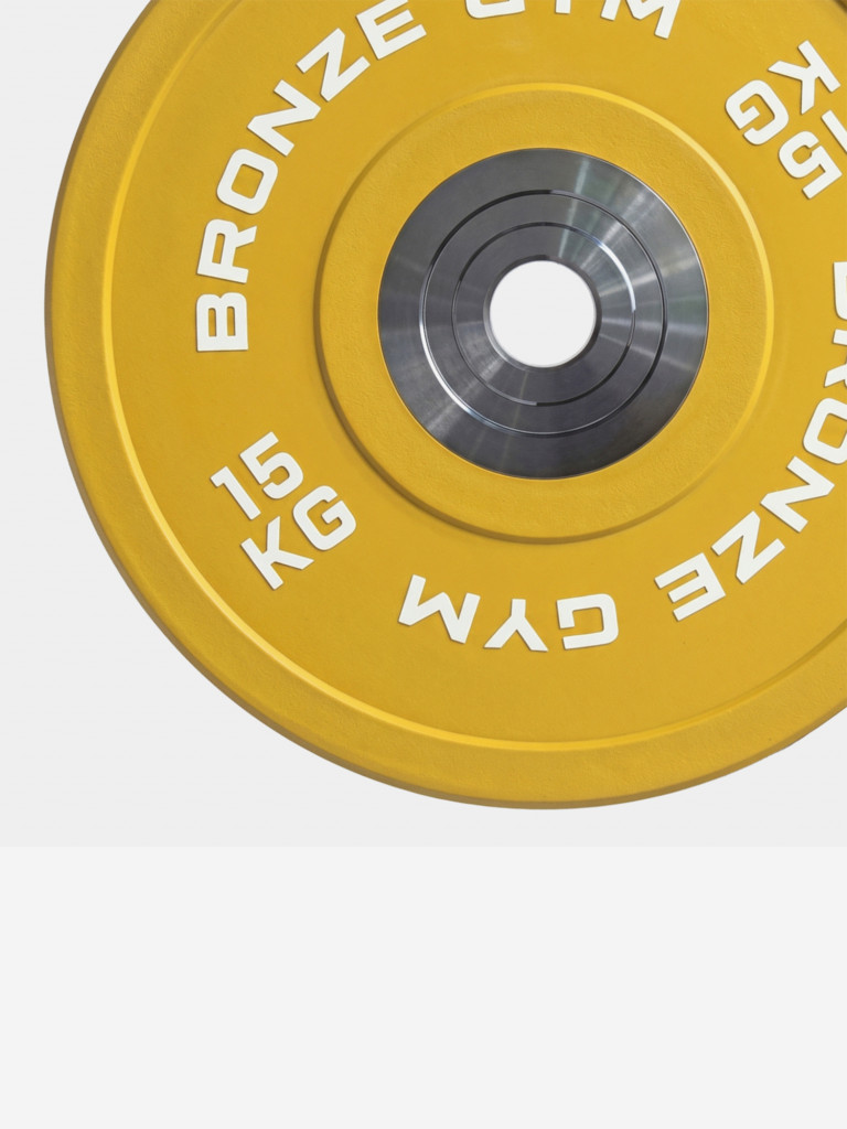 Диск олимпийский BRONZE GYM тяжелоатлетический желтый 15 кг