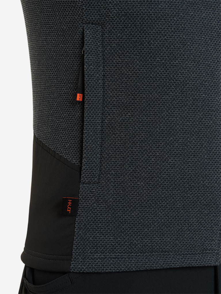 Кофта мужская на молнии HUT URMAN флисовая, для охоты и рыбалки, темно-серый / черный