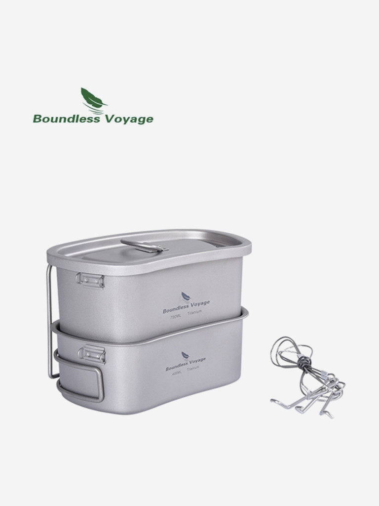 Армейский котелок титановый Boundless Voyage 750 и 400 мл