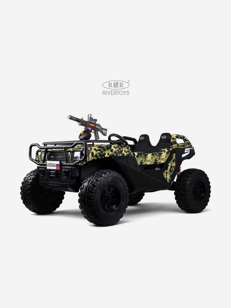 Детский электромобиль RIVERTOYS A505AA-LUX зеленый камуфляж