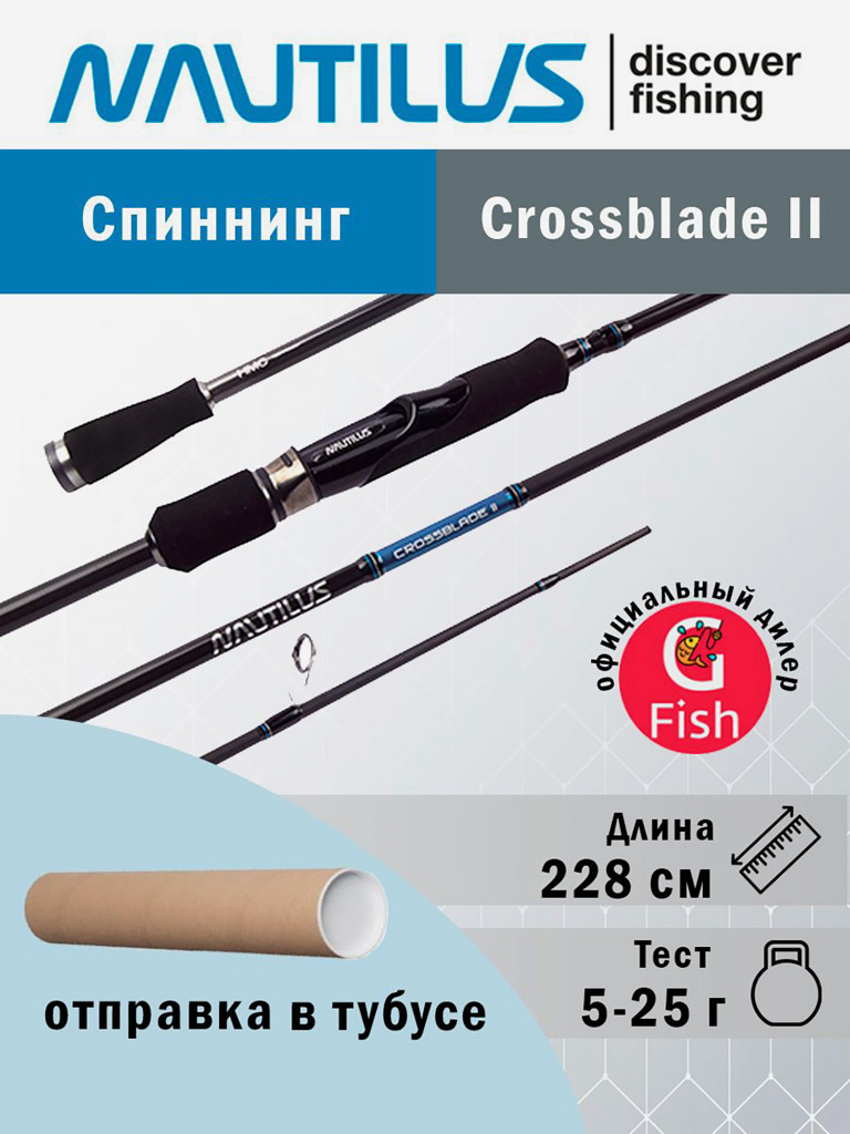 Спиннинг для рыбалки Nautilus Crossblade II CBS-II-762M 228см 5-25гр