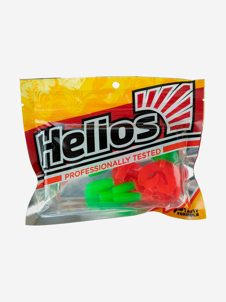 Мягкая приманка Helios Credo Double Tail, 2,95'' / 7,5 см, Lime & Red, 7 шт (HS-12-021)