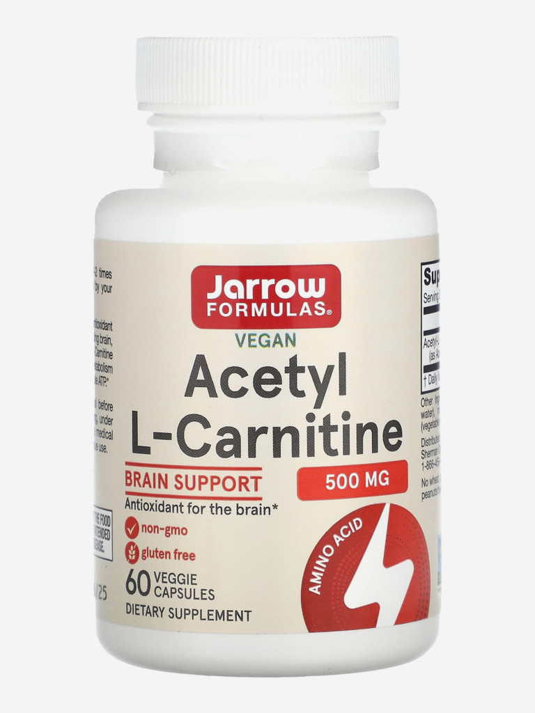 Ацетил л карнитин 500мг, жиросжигатель, Jarrow Formulas Acetyl L-Carnitine 500 mg 60 veg caps
