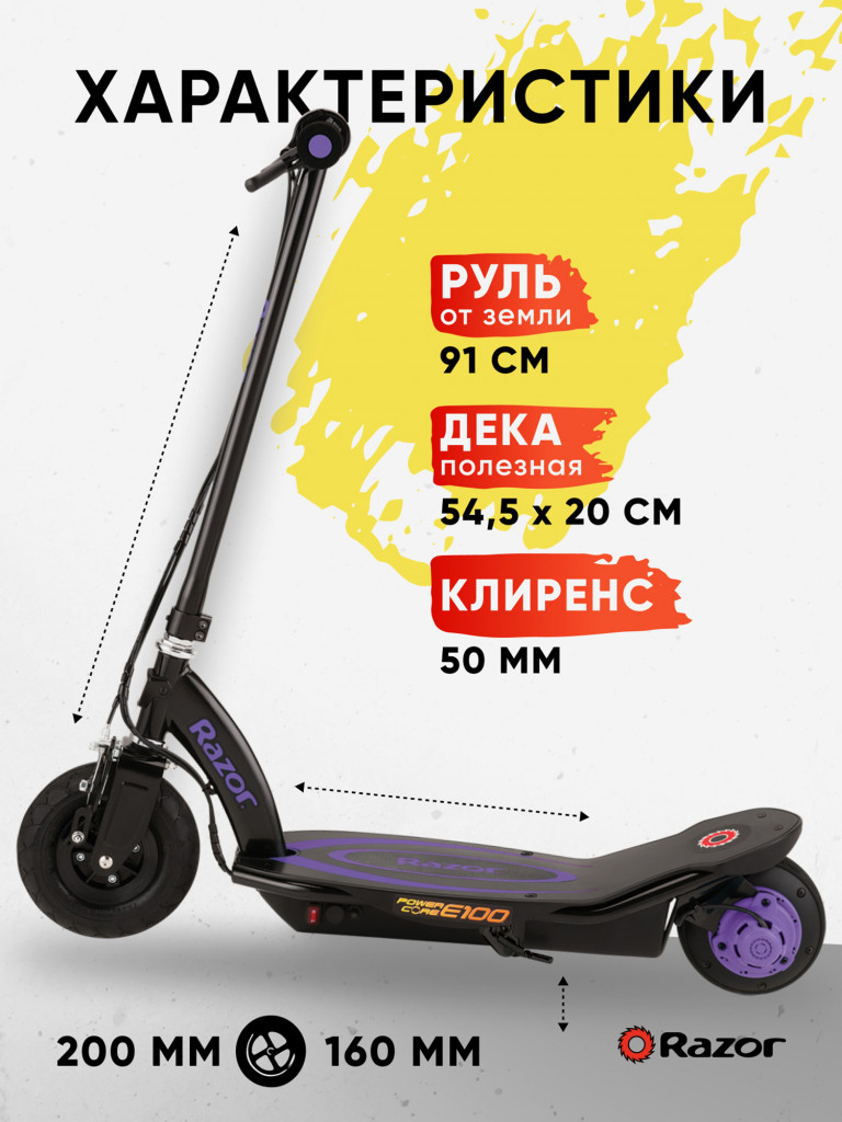 ЭлектроСамокат Razor Power Core E100 - Фиолетовый