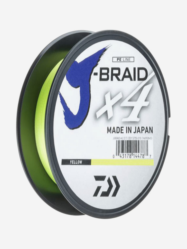 Шнур DAIWA J-Braid x4 270м Yellow 0,21мм 12,4кг
