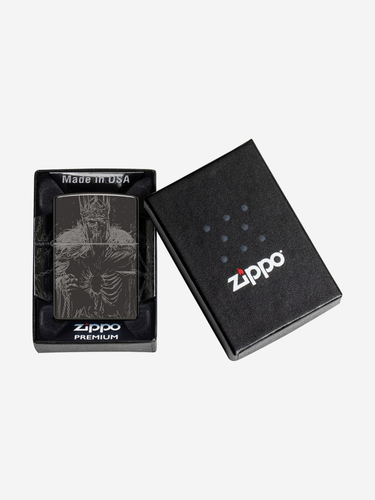 Зажигалка бензиновая ветроустойчивая Zippo Skull King High Polish Black