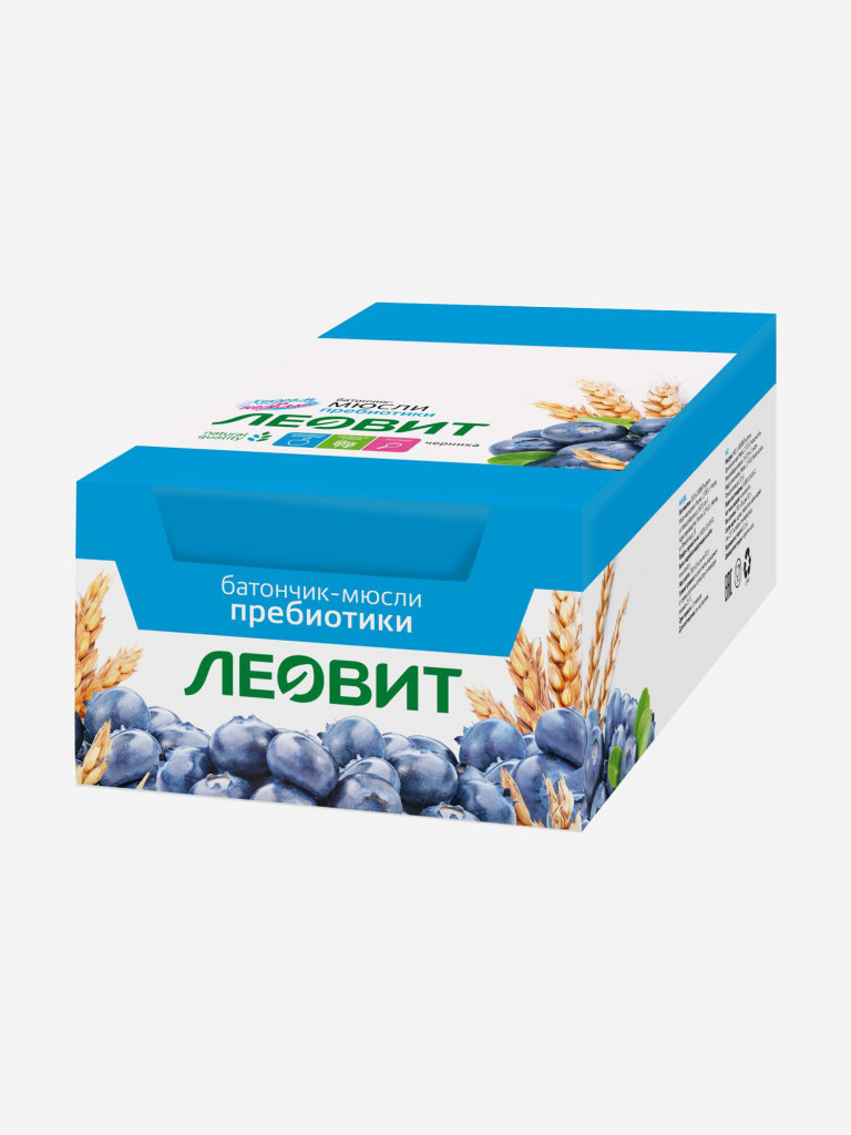 Батончик мюсли ЛЕОВИТ С черникой и лютеином. Упаковка 26шт. по 30г.