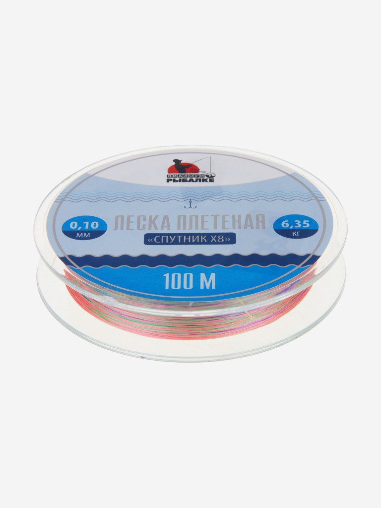 AZOR FISHING Леска плетеная диалоги о рыбалке "Спутник X8", 100м, 0,10мм, 6,35 кг, мультиколор