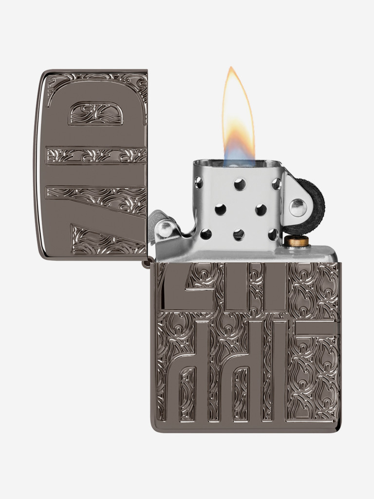 Зажигалка бензиновая ветроустойчивая Zippo Reverse Carve Black Ice