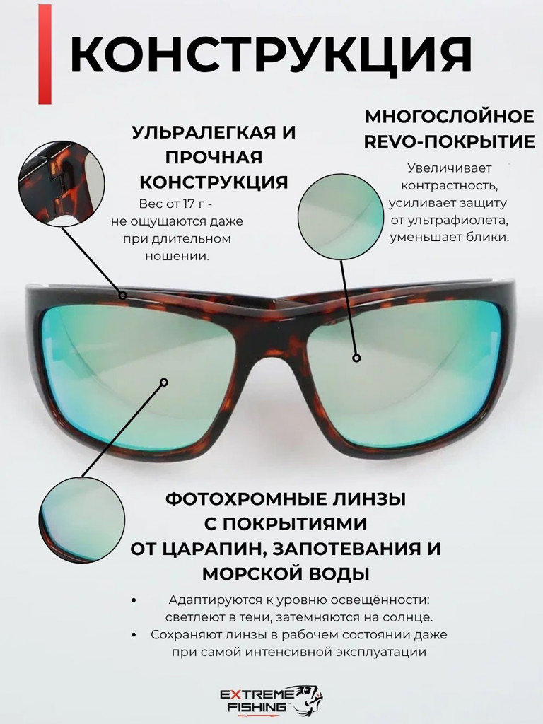 Очки поляризационные солнцезащитные Extreme Fishing Addiction фотохромные ADD-706