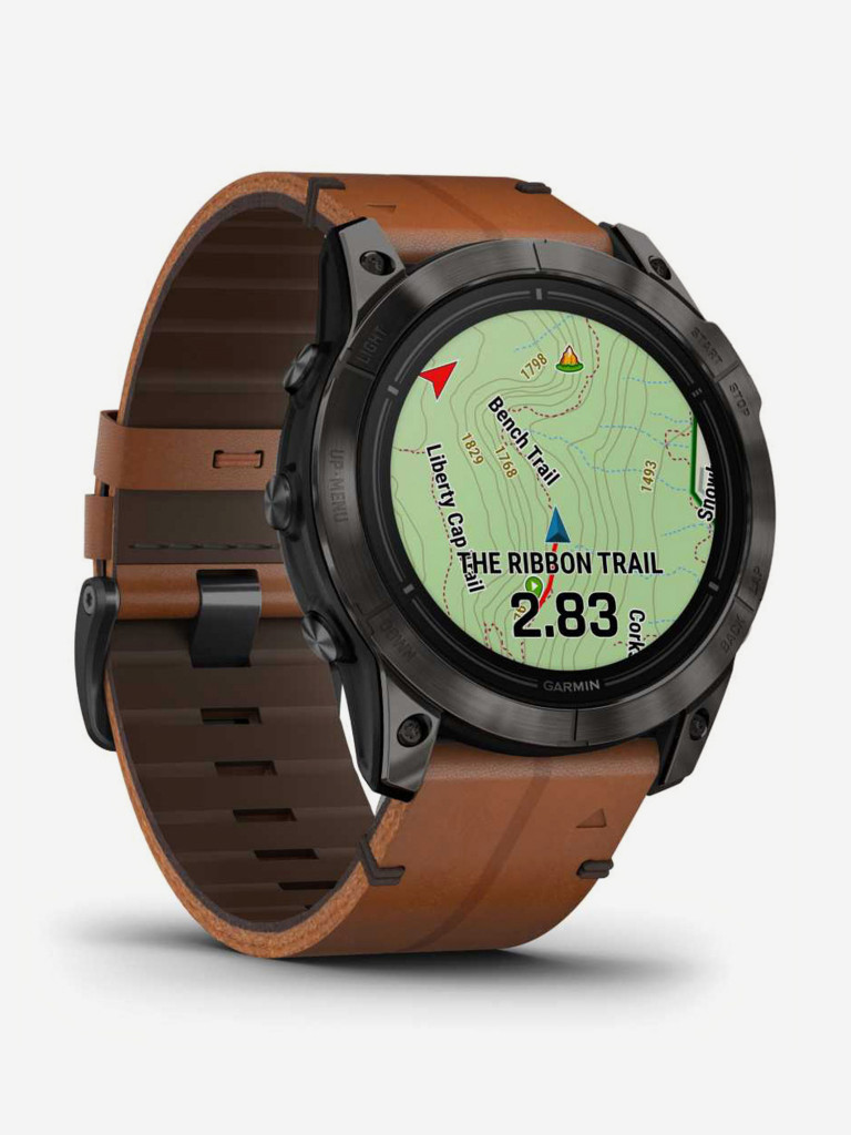 Спортивные часы Garmin EPIX PRO (Gen 2) Sapphire Edition 51 мм, титановый угольно-серый, DLC, коричневый кожаный ремешок