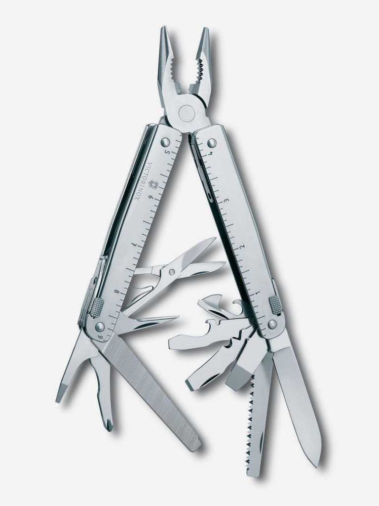 Мультиинструмент складной Victorinox SwissTool X Plus Ratchet, 115 мм, 40 функций, кожаный чехол