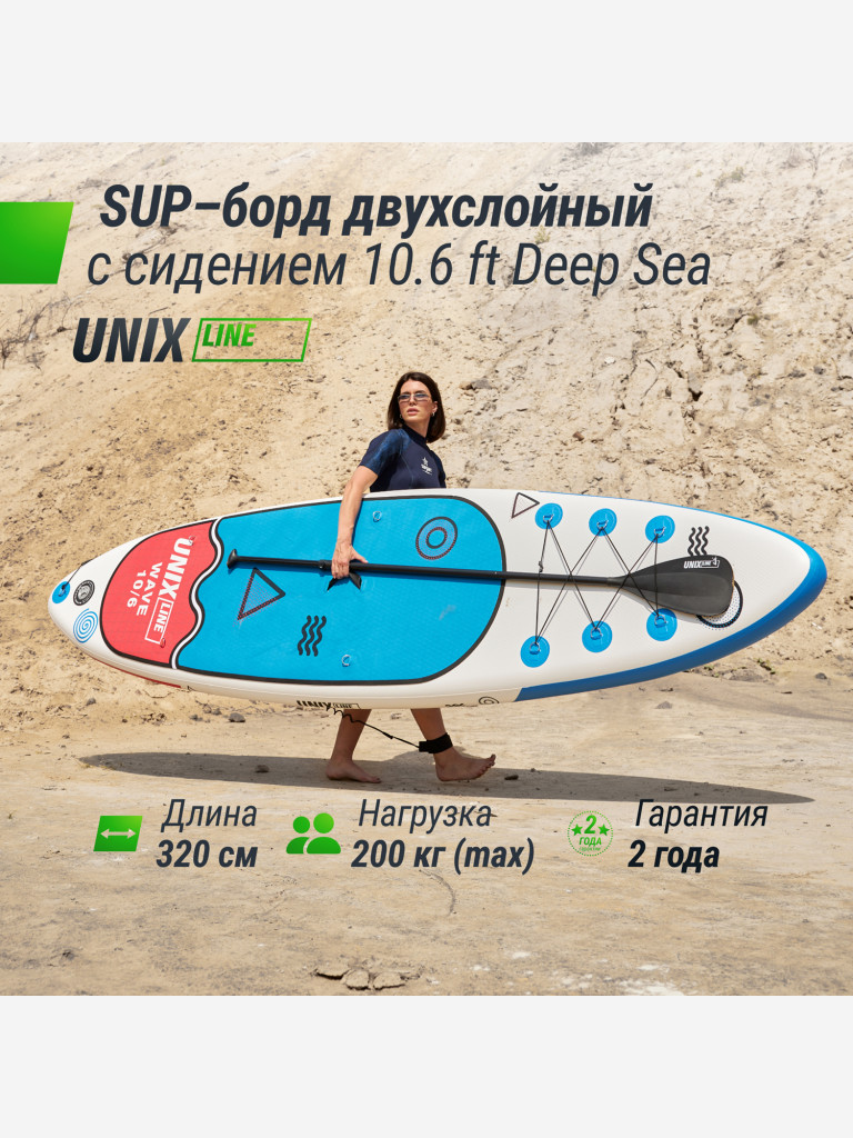 SUP-доска UNIX Line Deep Sea (320 см) + сиденье