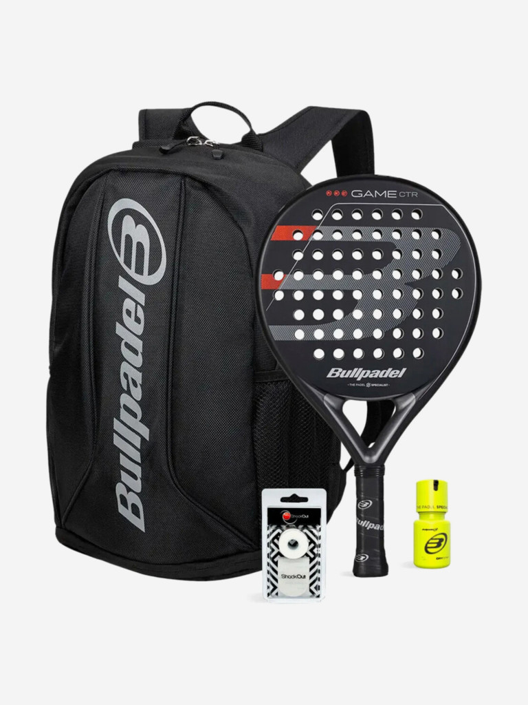 Комплект из ракетки для падела Bullpadel Game CTR Gray с рюкзаком Avant и аксессуарами
