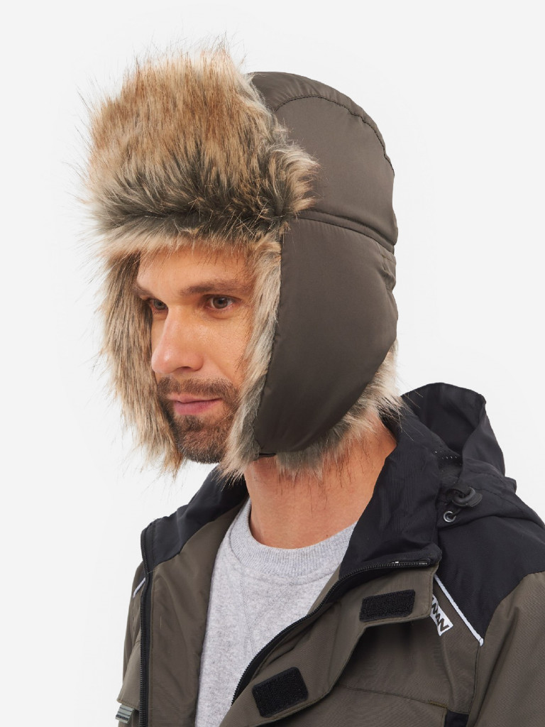 Шапка-ушанка мужская зимняя меховая с маской Huntsman Евро Енот