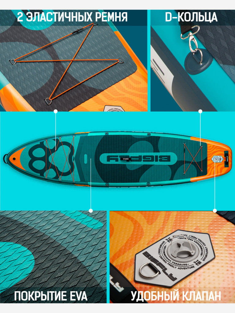 Надувная SUP-доска BIGFLY Pet GREEN PRO, 11'6" 351*86*15 см сапборд