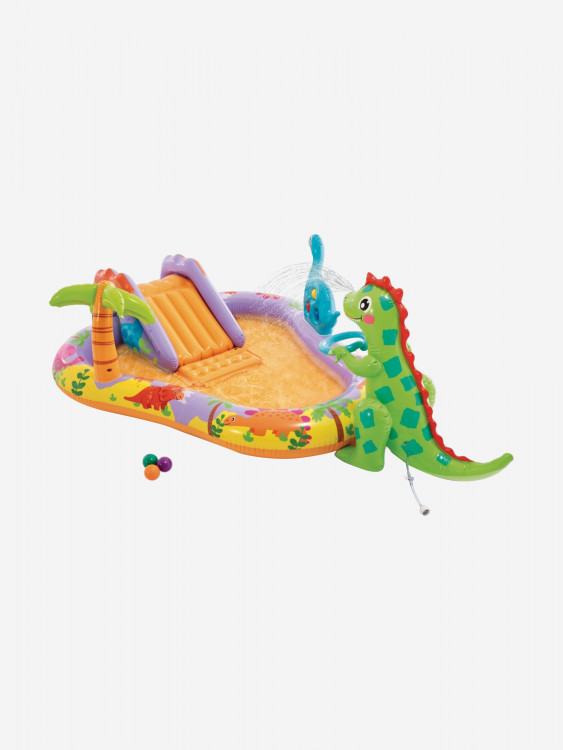 Игровой центр с горкой и фонтаном INTEX 56139 Динозаврик 201х157х69см