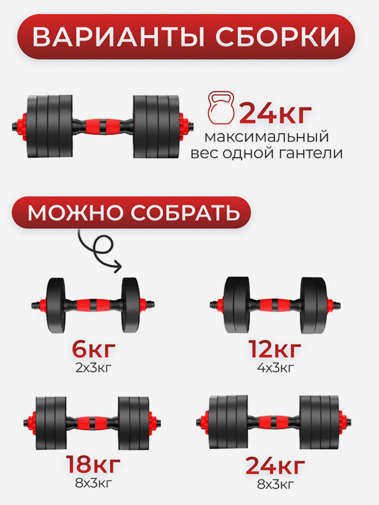 Гантель разборная 24 кг 1шт Гантели-в-ДелеБЛИН-да-ГРИФ