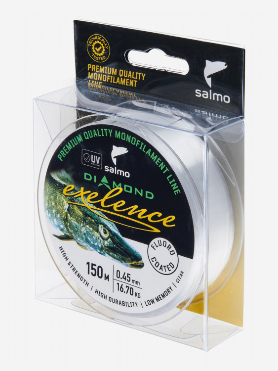 Леска флюорокарбон для летней рыбалки Salmo Diamond EXELENCE FLUORO COATED Clear монофильная длина 150 м, диаметр 0,45 мм