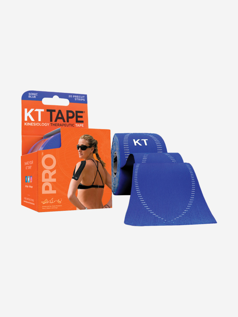 Кинезио тейп KT Tape PRO для тела спортивный, 25 х 5 см, 20 шт, синий