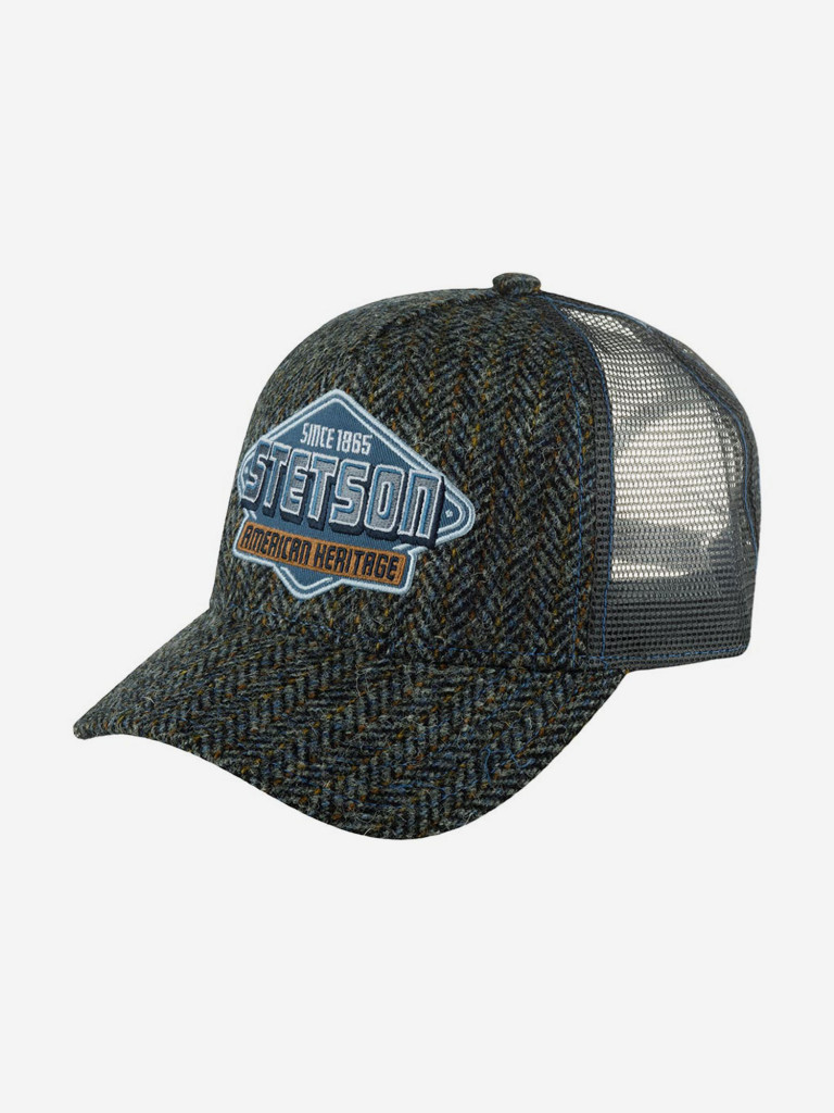Бейсболка с сеточкой STETSON 7760501 TRUCKER CAP HARRIS TWEED (серый)