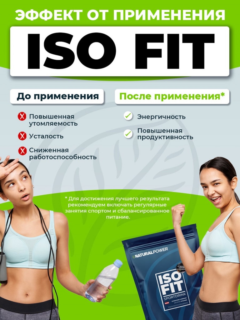 Изотоник Natural Power ISO FIT 1500 гр Черная смородина, Австрия