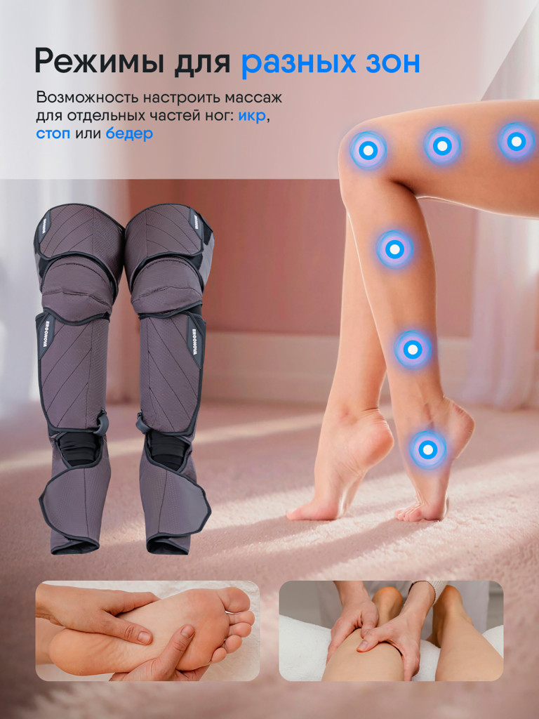 Массажер лимфодренажный для ног электрический FootBase 2.0 прессотерапия с подогревом