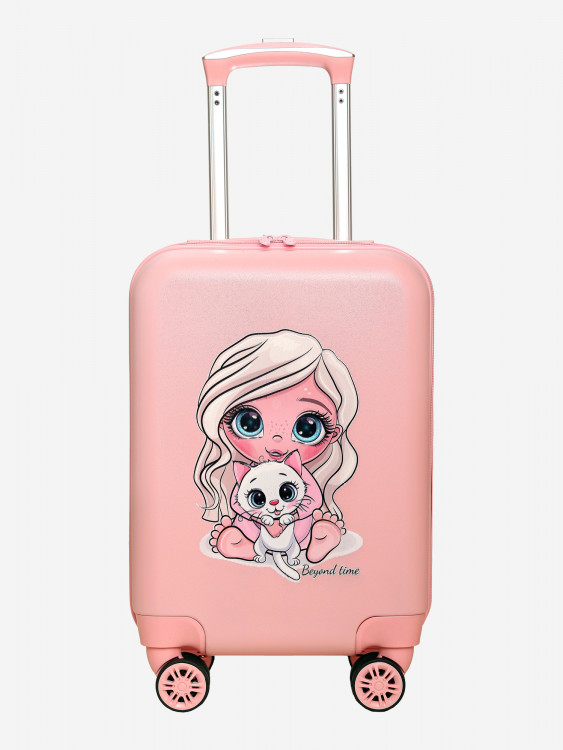 Чемодан детский BEYOND TIME R118 Девочка с котенком розовый